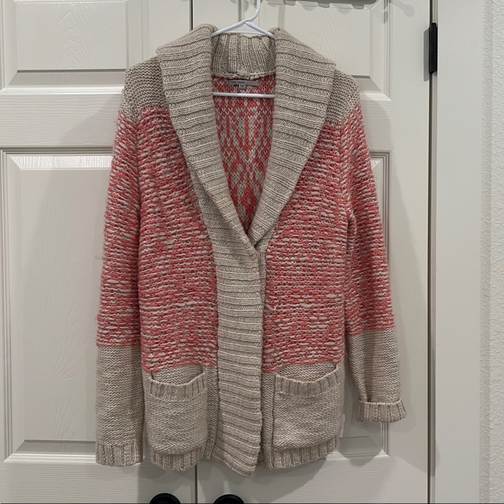 GAP Pink and Cream Knit Cardigan